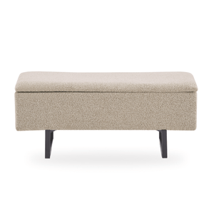Malika bænk med opbevaring i beige boucle 95x35x42 cm