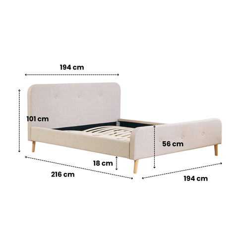 Christian sengeramme i beige 180x200 cm ekskl. sengelameller og madrasser