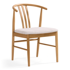 Lizzie spisebordsstol i bøg med polstret sæde i beige