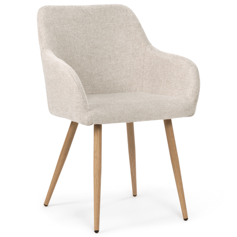 Jenna spisebordstol - beige tekstil med egelook. Vipper (OU10146) - Se produktbeskrivelse