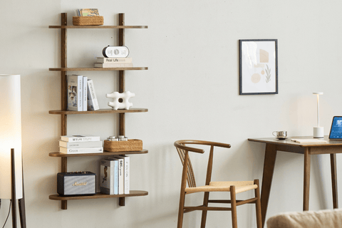 Juliet væghylde i røget eg med 5 hylder H:140 x B:22 x B:75 cm