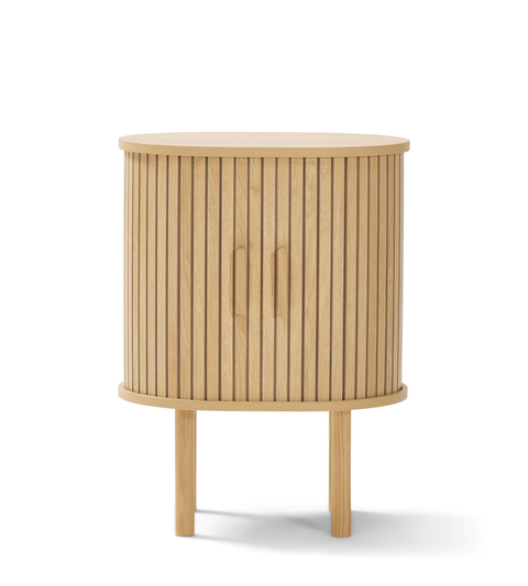 Penelope sengebord med jalousilåger i egetræslook – 45x35x60 cm