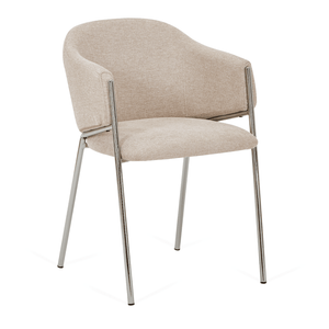 Carolina spisebordsstol i beige tekstil med chrome ben