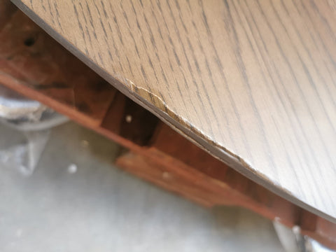 Maggie - Rundt spisebord i røget egefiner med udtræk 120/160/200 cm - Inkl. 2 Tillægsplader. Uden emballage, ridser, småskader (OUB10512)