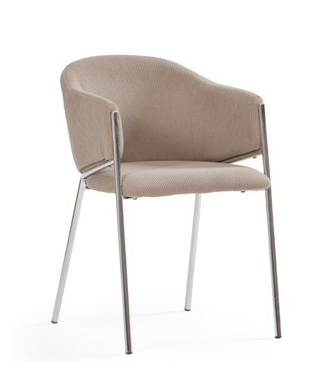 Carolina spisebordsstol - Chrome i Taupe fløjl
