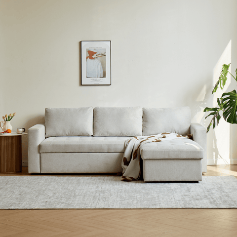 Sinus beige sovesofa med vendbar chaiselong og opbevaring