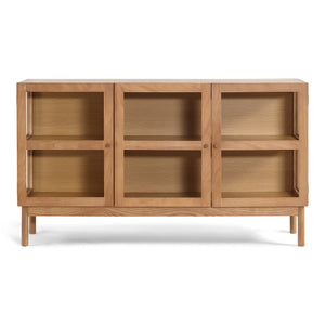 Havana egetræ glas skænk/vitrineskab med 3 låger - 80x40x140 cm