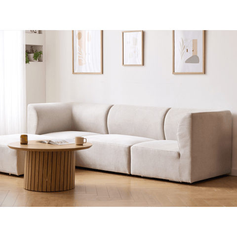 Emilia modulsofa i beige 3 moduler højre- og venstrevendt chaiselong L: 243 X D: 158 X H: 72 cm