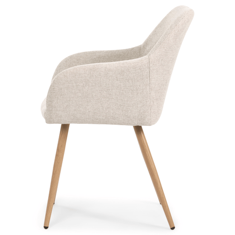 Jenna spisebordstol - beige tekstil med egelook. Vipper (OU10146) - Se produktbeskrivelse