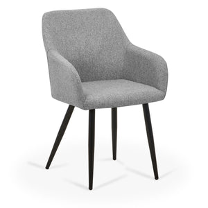 Jenna spisebordstol - grå tekstil med sorte ben