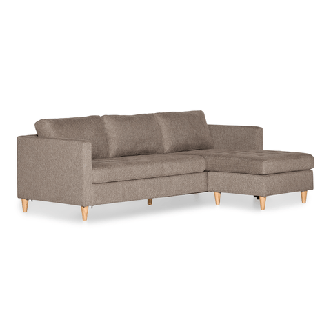 Lulu - Højrevendt og venstrevendt vendbar chaiselong sofa i sand - L: 215 x D: 82 x H: 78 cm