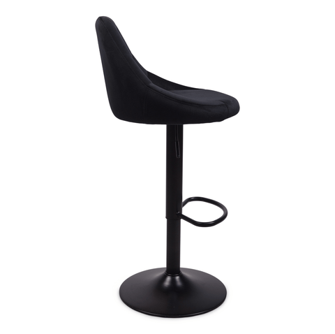 Cassie - Sort justerbar barstol i velour med drejefunktion 360 grader