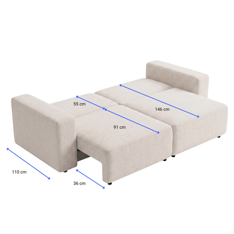 Noelle sovesofa i beige tekstil