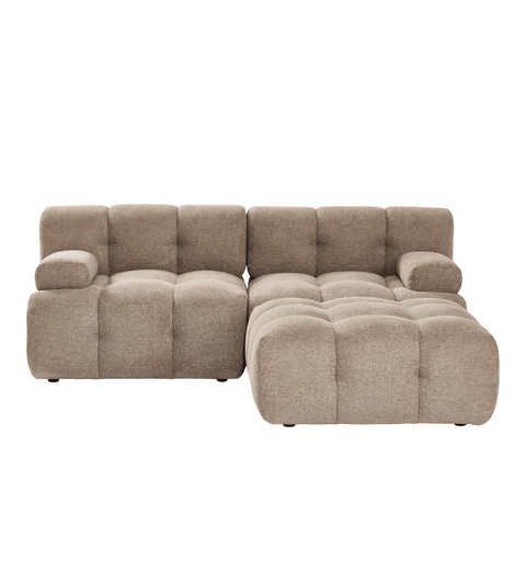 Lilie - modulsofa i sand med 2 moduler højre- og venstrevendt chaiselong -  L: 190 x D: 190 x H: 64 cm