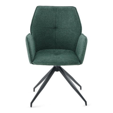 Minna Spisebordsstol - grøn tekstil med drejefunktion 360 grader