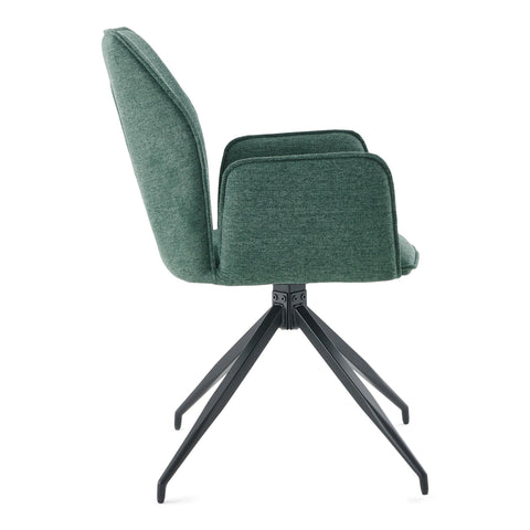 Minna Spisebordsstol - grøn tekstil med drejefunktion 360 grader