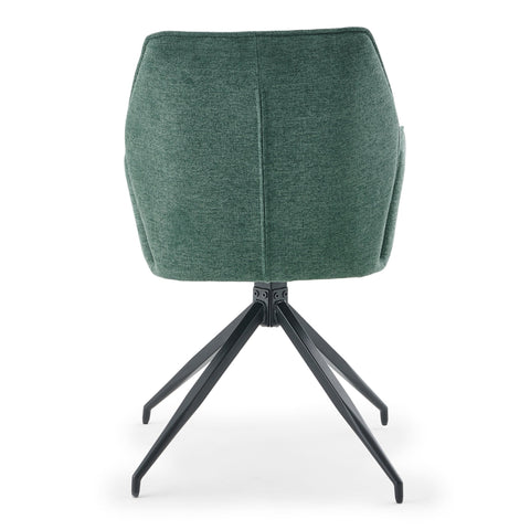 Minna Spisebordsstol - grøn tekstil med drejefunktion 360 grader