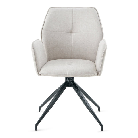 Minna Spisebordsstol - beige tekstil med drejefunktion 360 grader