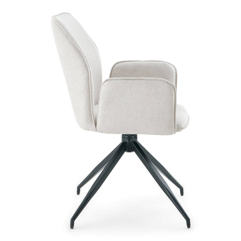 Minna Spisebordsstol - beige tekstil med drejefunktion 360 grader
