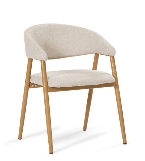 Ebba spisebordsstol - Beige tekstil med ben i egelook