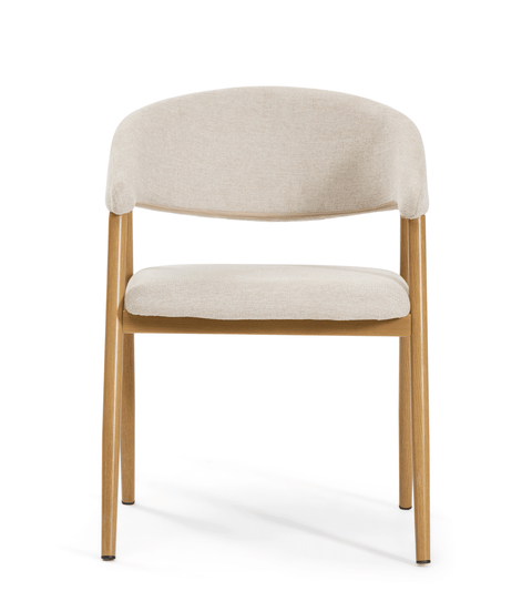 Ebba spisebordsstol - Beige tekstil med ben i egelook
