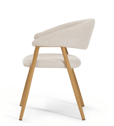 Ebba spisebordsstol - Beige tekstil med ben i egelook
