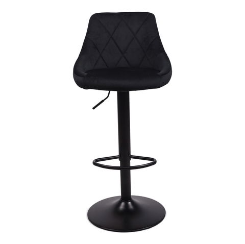 Cassie - Sort justerbar barstol i velour med drejefunktion 360 grader