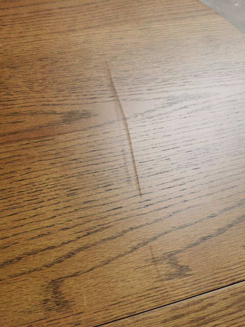 Liam rundt spisebord i røget egefiner med udtræk 120/160/200 cm - Inkl. 2 tillægsplader. Uden emballage, ridser, småskader (OUB10497)