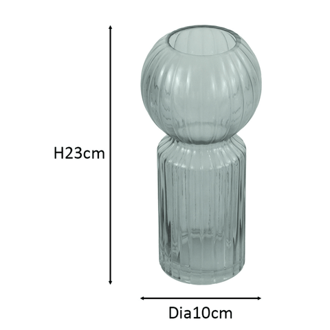 Hera glas vase grå 23 cm