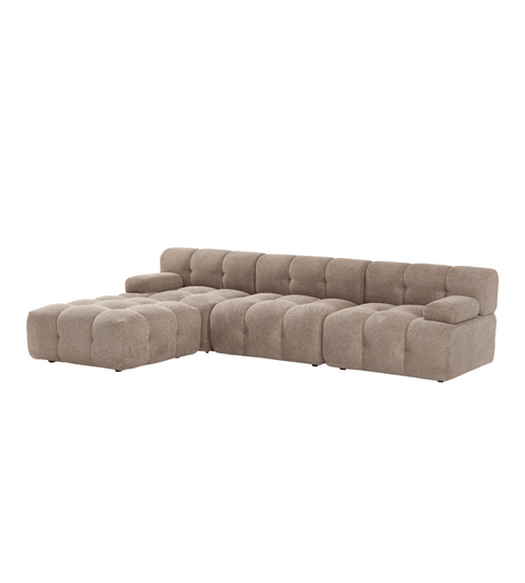 Lilie - modulsofa i sand med 3 moduler højre- og venstrevendt chaiselong - L: 285 x D: 190 x H: 64 cm