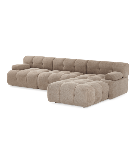 Lilie - modulsofa i sand med 3 moduler højre- og venstrevendt chaiselong - L: 285 x D: 190 x H: 64 cm