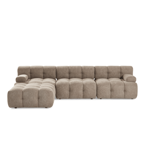 Lilie - modulsofa i sand med 3 moduler højre- og venstrevendt chaiselong - L: 285 x D: 190 x H: 64 cm