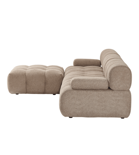 Lilie - modulsofa i sand med 3 moduler højre- og venstrevendt chaiselong - L: 285 x D: 190 x H: 64 cm