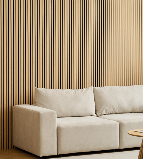 Premium fleksibel akustikpanel i egetræsfiner 2400x520x18 mm