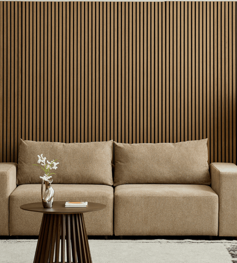 Premium fleksibel akustikpanel i røget egetræsfiner 2400x520x18 mm