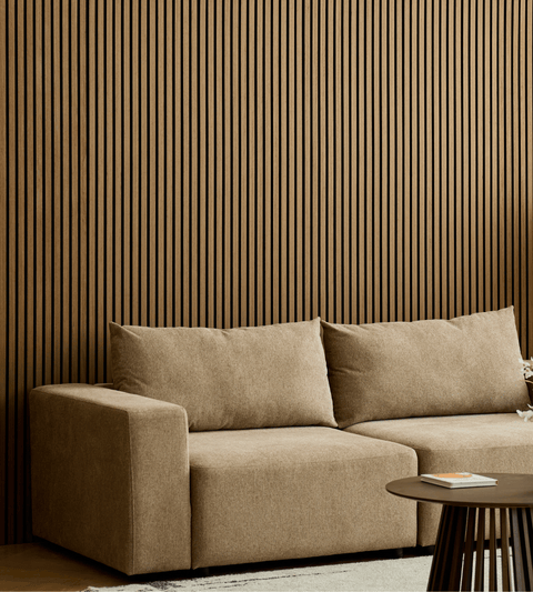Premium fleksibel akustikpanel i røget egetræsfiner 2400x520x18 mm