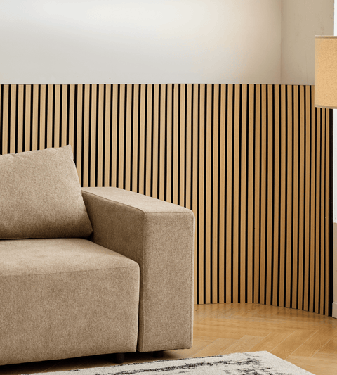 Premium fleksibel akustikpanel i egetræsfiner 1200x520x18 mm