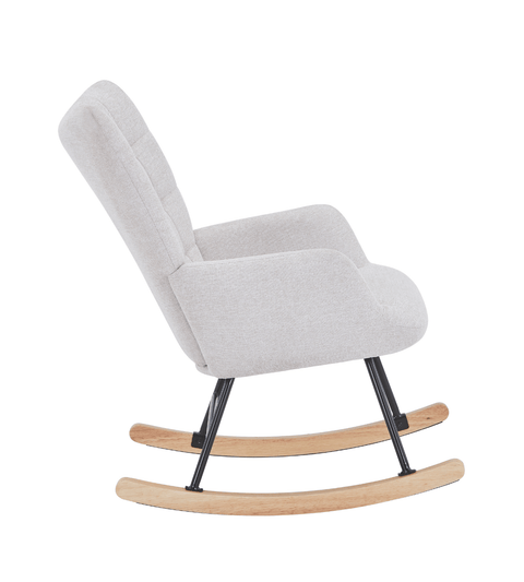 Robert gyngestol med armlæn - beige tekstil med eg