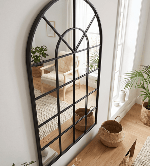 Sandra - New yorker spejl med buning sort 110x65 cm