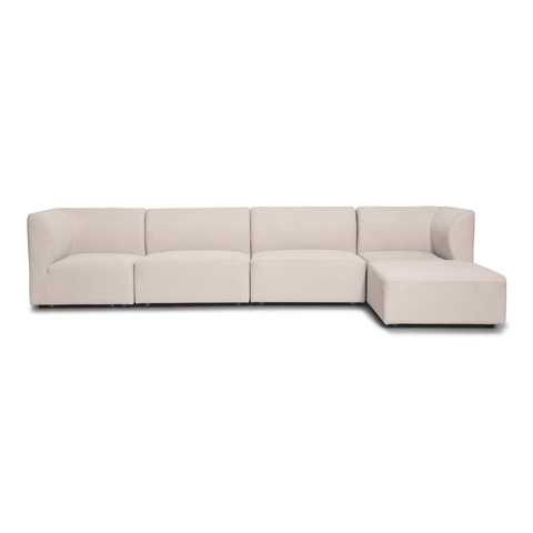 Emilia modulsofa i beige 4 moduler med højre- og venstrevendt chaiselong L: 328 X D: 158 X H: 72 cm
