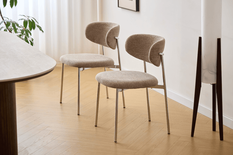 Lucinda spisebodsstol i chrome med sand tekstil