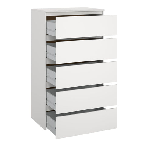 Maise kommode H:114 x B:65 x D:41 cm med 5 skuffer i hvid