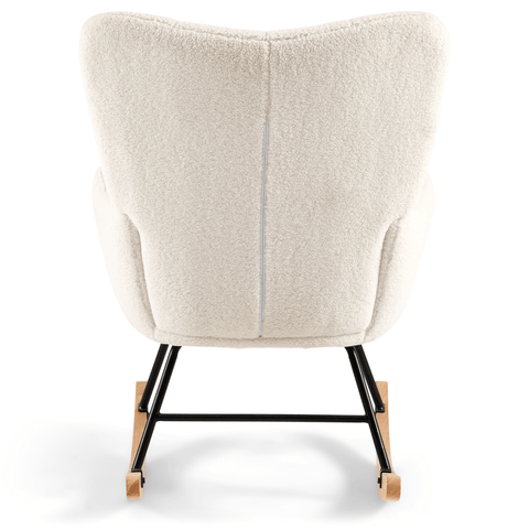 Allison gyngestol med armlæn - hvidt plys/imiteret lammeskind