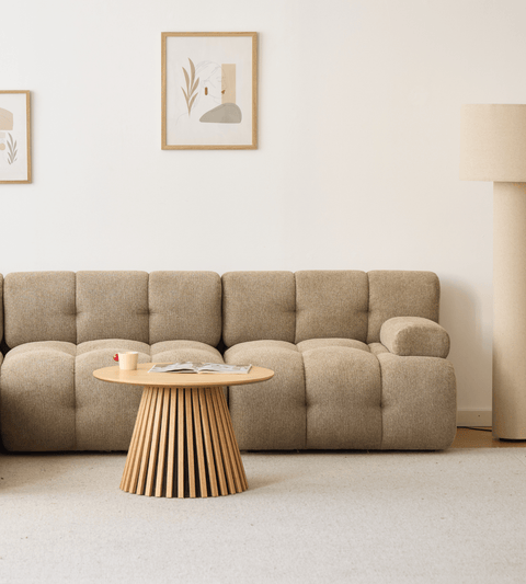 Lilie - modulsofa i sand med 3 moduler højre- og venstrevendt chaiselong - L: 285 x D: 190 x H: 64 cm