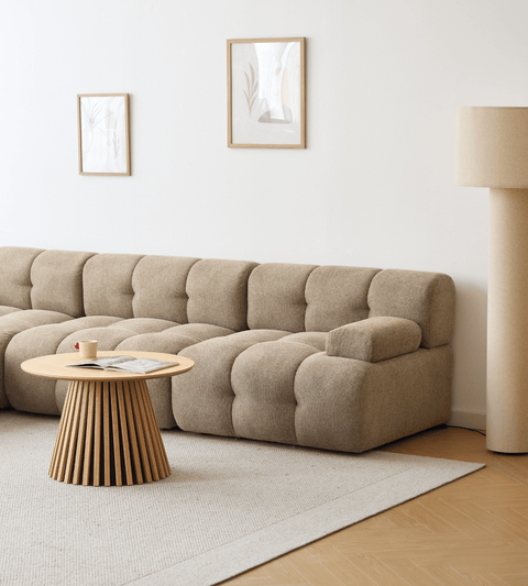 Lilie - modulsofa i sand med 3 moduler højre- og venstrevendt chaiselong - L: 285 x D: 190 x H: 64 cm