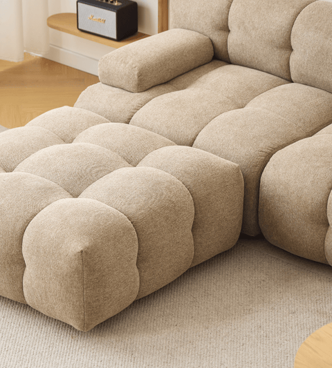 Lilie - modulsofa i sand med 3 moduler højre- og venstrevendt chaiselong - L: 285 x D: 190 x H: 64 cm