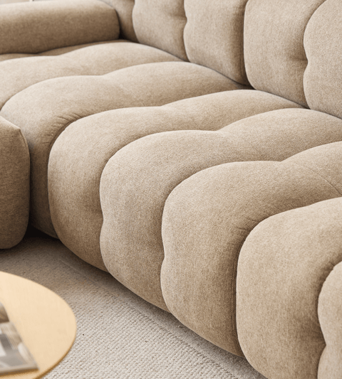 Lilie - modulsofa i sand med 3 moduler højre- og venstrevendt chaiselong - L: 285 x D: 190 x H: 64 cm