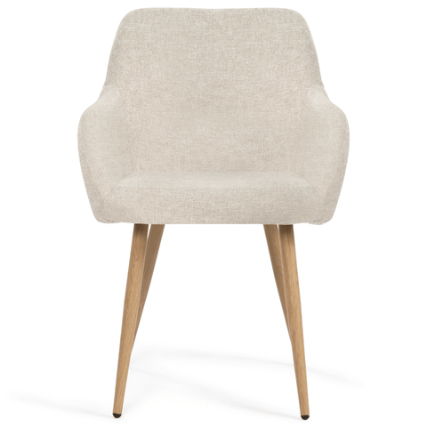 Jenna spisebordstol - beige tekstil med egelook. Vipper (OU10146) - Se produktbeskrivelse