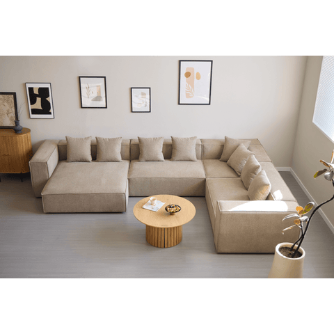 Hailey - U-sofa modulsofa i sand med 4 moduler - Højrevendt chaiselong L: 368 X D: 247 X H: 65 cm