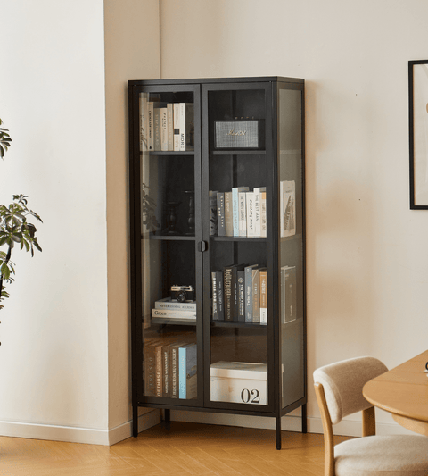 Herman Vitrineskab - Sort metal/glas - 80x40x180 cm